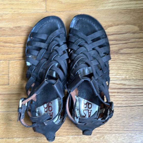 AS 98 EU 36 US 6 grey soft leather sandals side buckle excellent condition - Picture 2 of 8